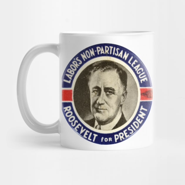 Vintage Franklin Roosevelt Presidential Campaign Button Design by Naves